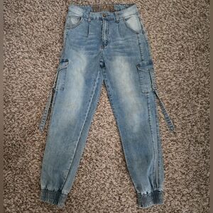VIP Light Blue Ankle Cargo Jeans